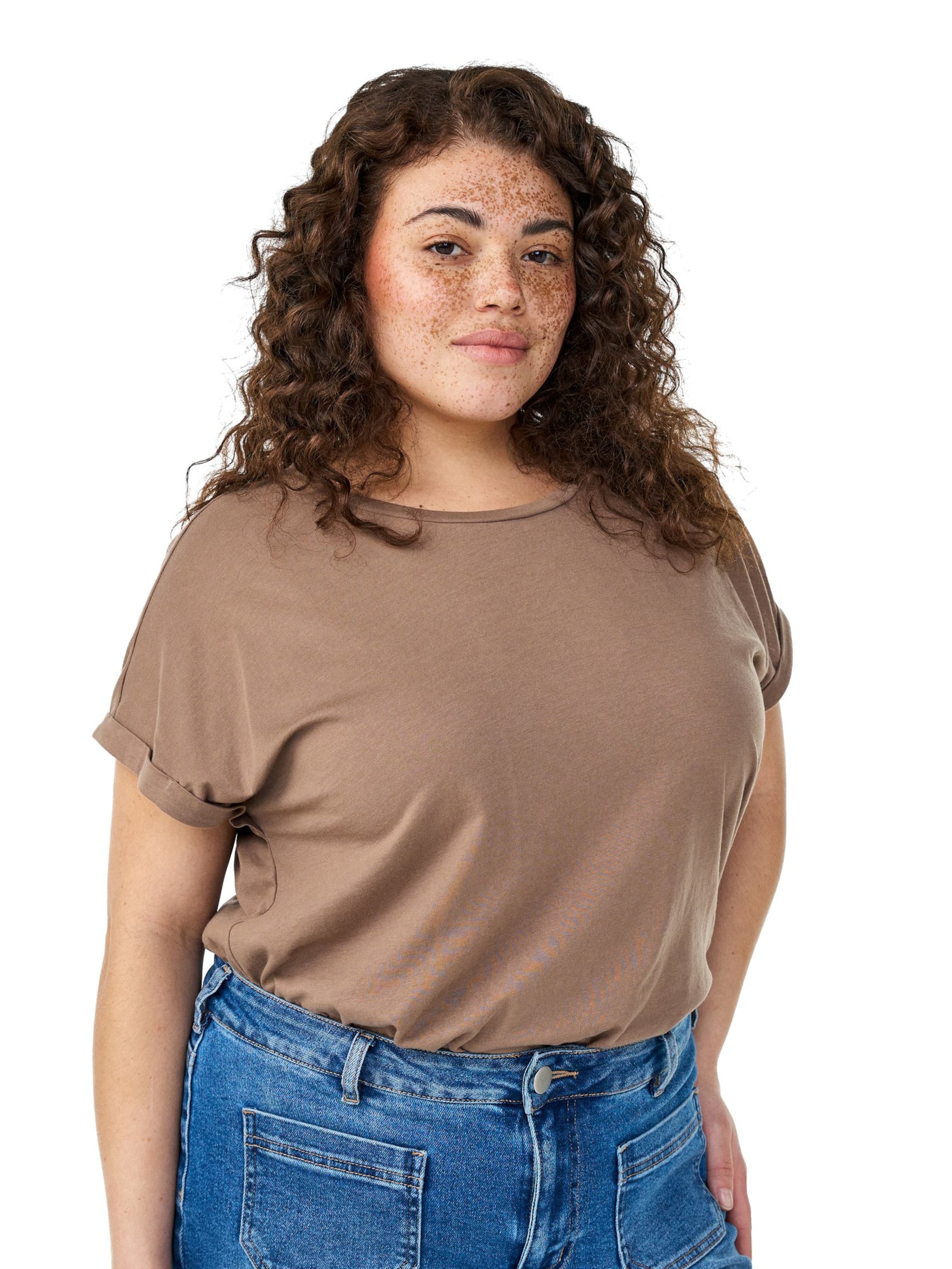 Zizzi Футболка 'Mkatja' в Коричневый: спереди