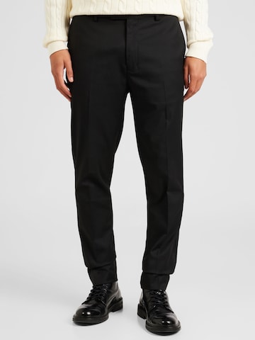 Regular Pantalon à plis TOPMAN en noir : devant