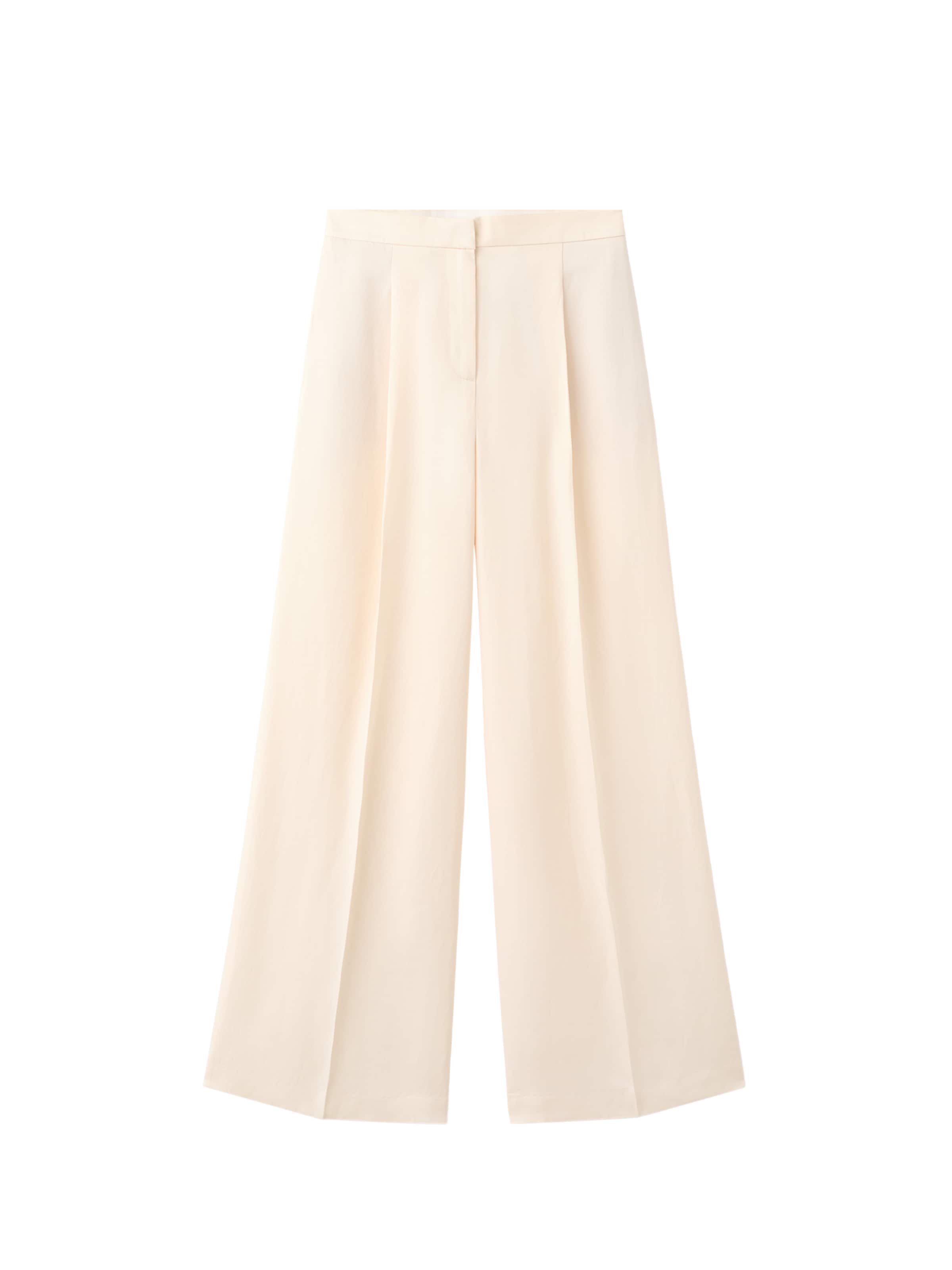 MANGO - Pierna ancha Pantalón de pinzas 'MARIANA' en beige: frente