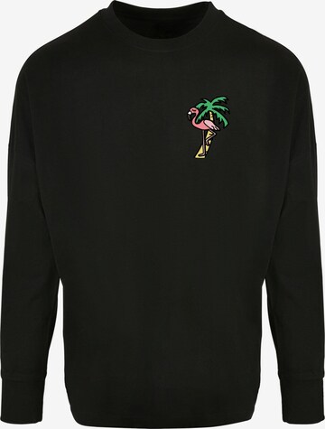 Mister Tee Shirt 'Flamingo' in Zwart: voorkant