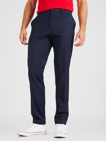 HUGO Red Slim fit Pleated Pants 'Hesten' in Blue: front