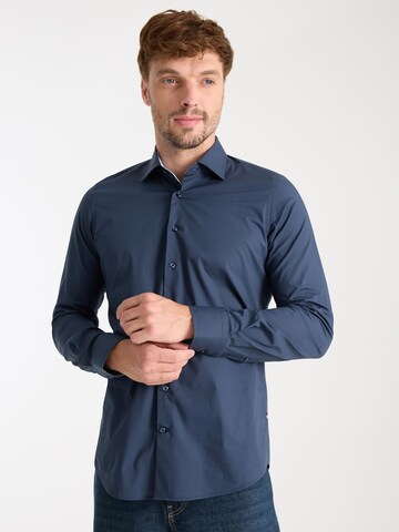Slim fit Camicia business 'Firenze Sport Poplin Stretch Man Shirt White' di 7Camicie in blu: frontale