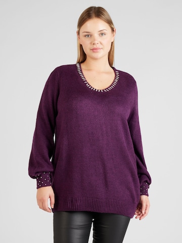 purpurinė ONLY Carmakoma Megztinis 'ALESSIA': priekis