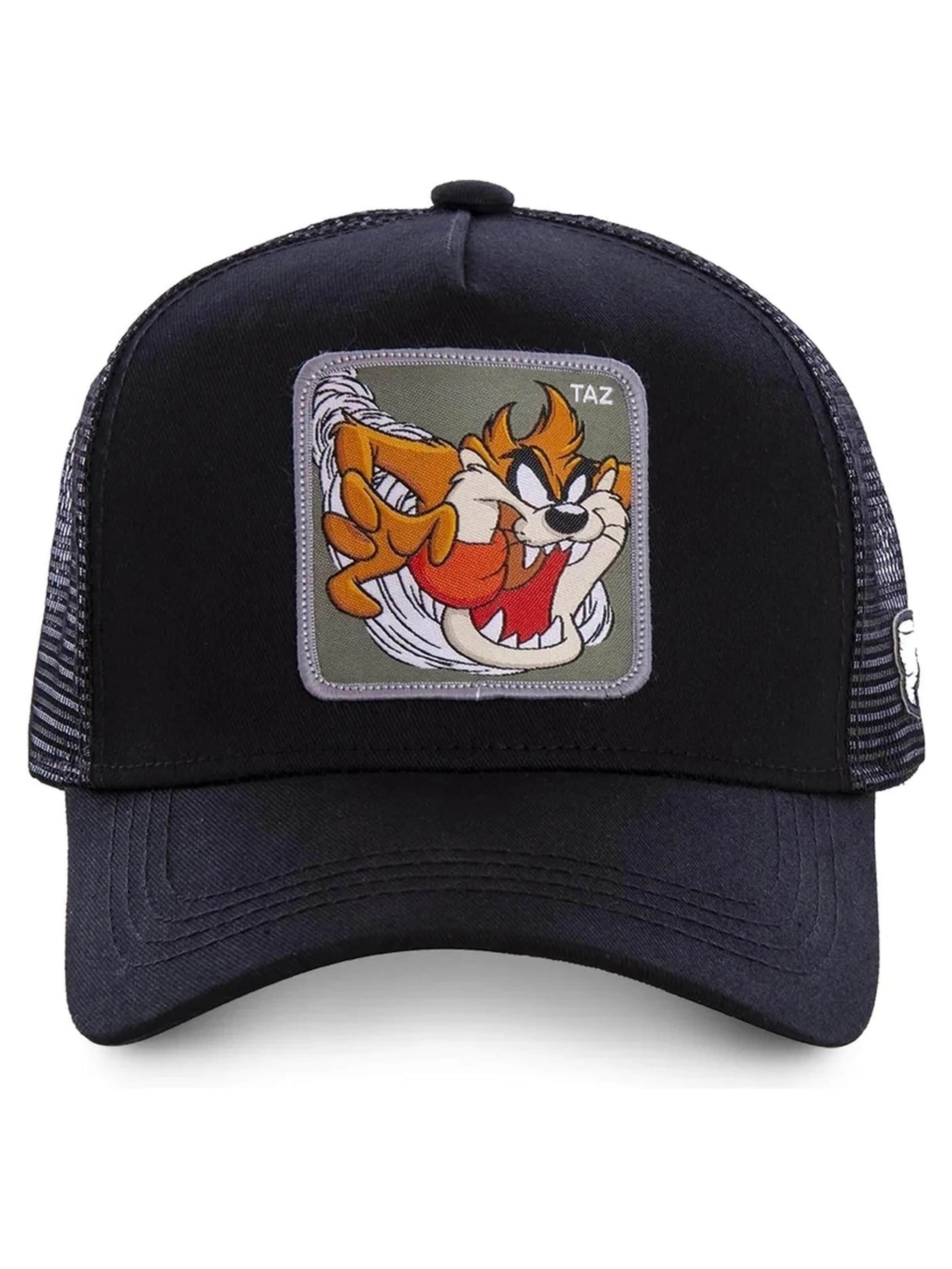 Capslab - Gorra 'Gorra collabs negra taz bordado frente trucker visera curva' en negro: frente