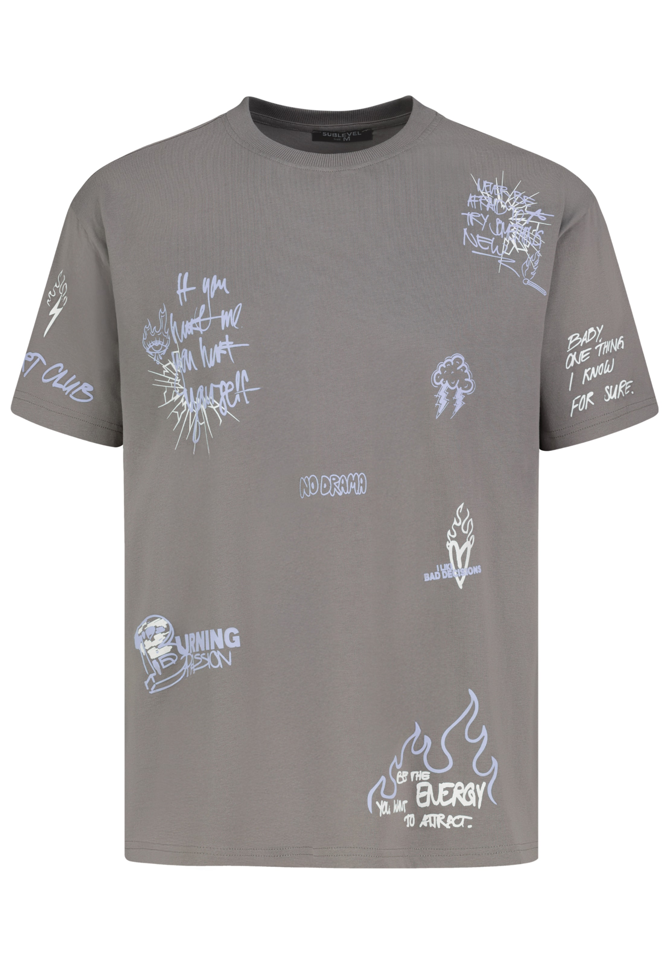 Sublevel T-Shirt in Grau: Vorderseite