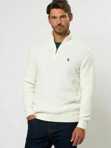 U.S. POLO ASSN. Trui 'Romeo' in Wit: voorkant