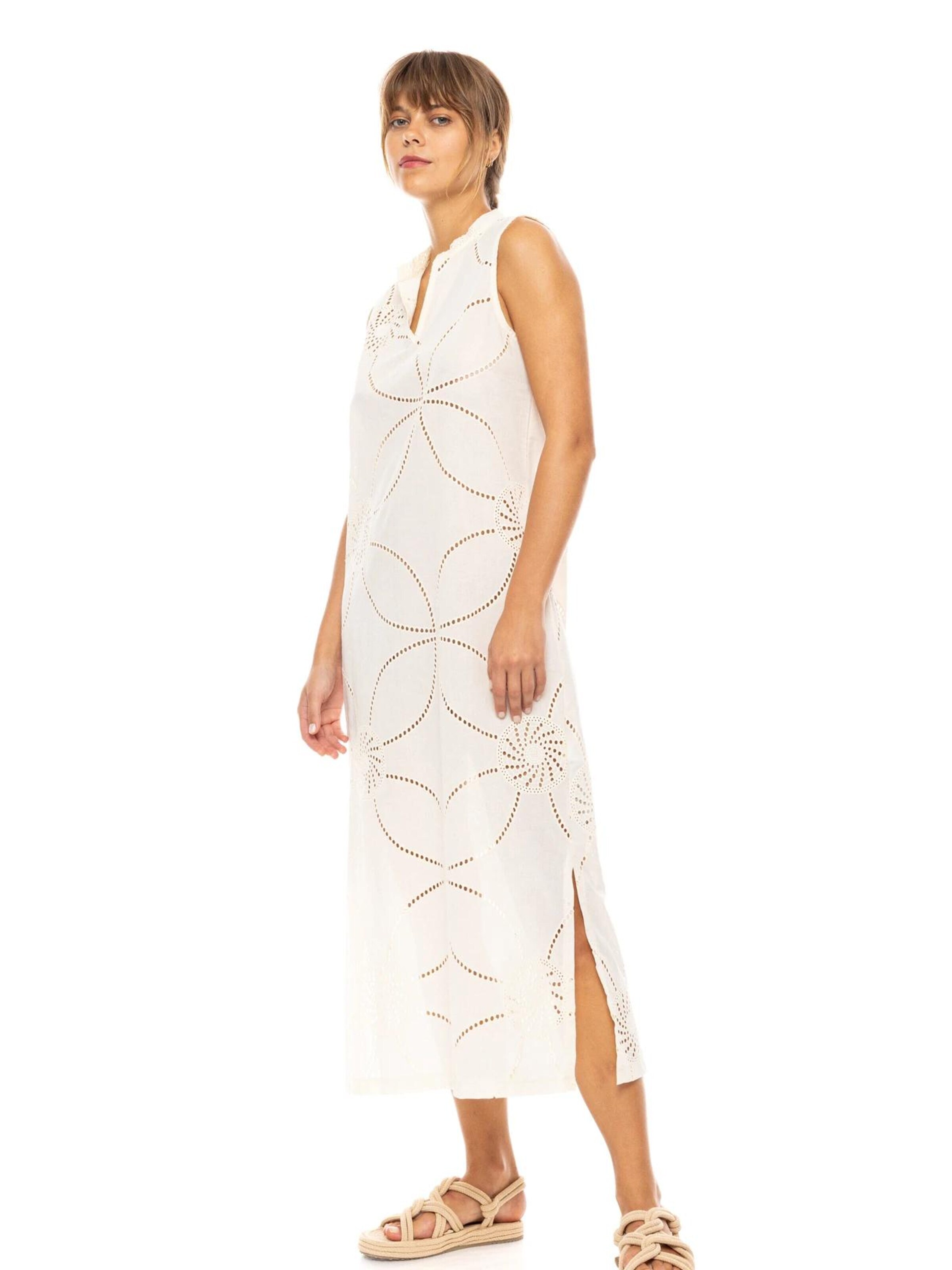 Pink Label Καλοκαιρινό φόρεμα 'BEACHWEAR MOON EMBRODERY' σε λευκό