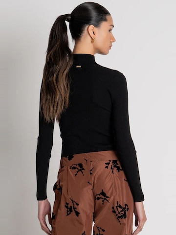 Fracomina Sweater 'Slim-fit turtleneck sweater with cut-out details' in Black