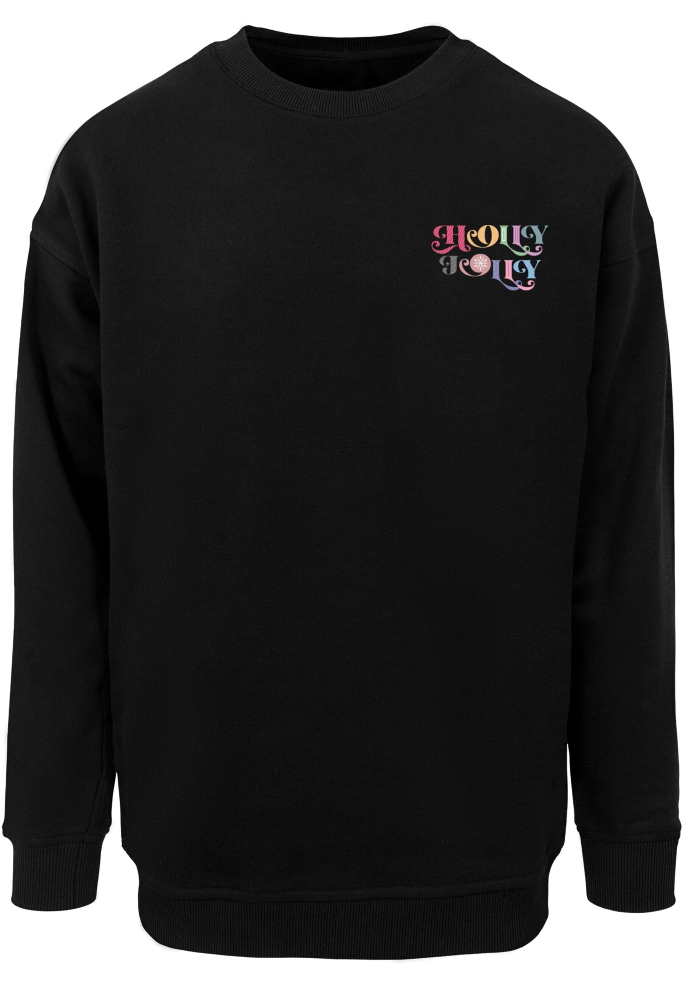 Merchcode Sweatshirt 'Christmas Holly Jolly' in Black: front