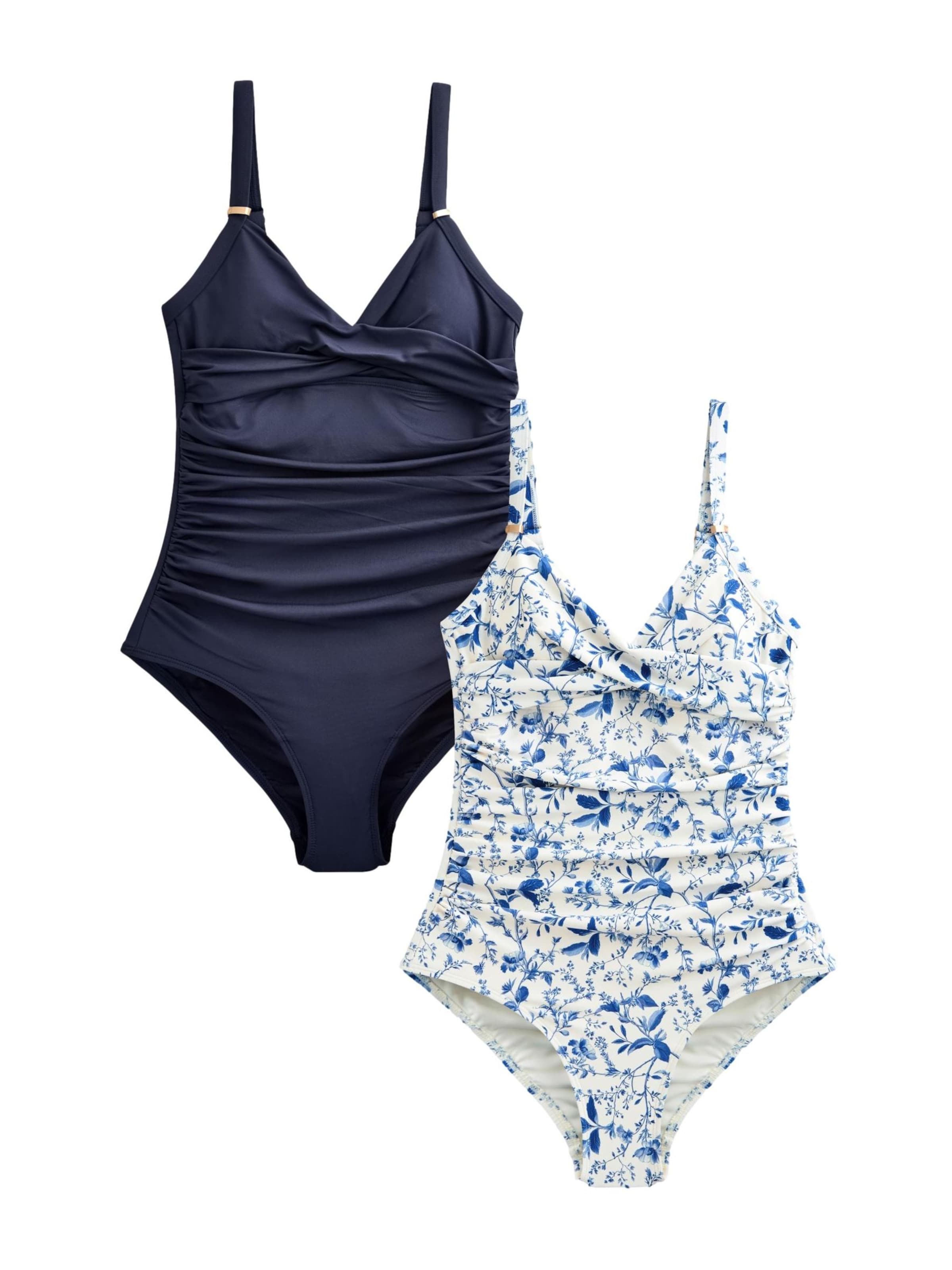 Next Shaping swimsuit in XS in Blue / Navy / White, Item view