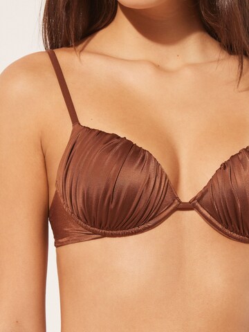 CALZEDONIA Push-up Bikini Top in Brown