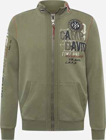 CAMP DAVID Zip-Up Hoodie in Green: front