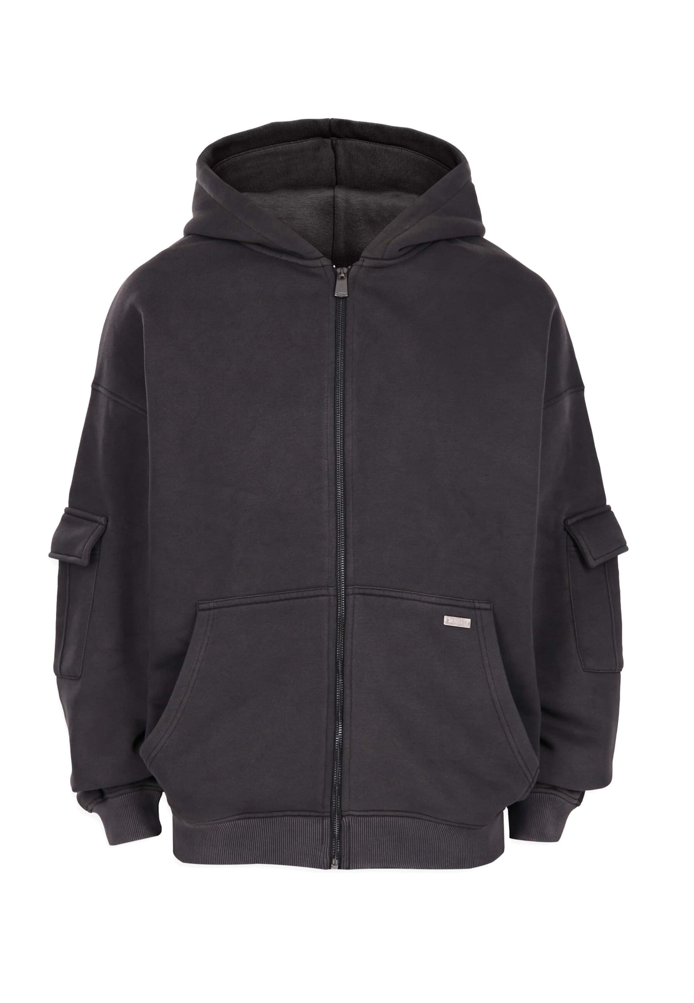 Dropsize Sweatjacke in Schwarz: Vorderseite
