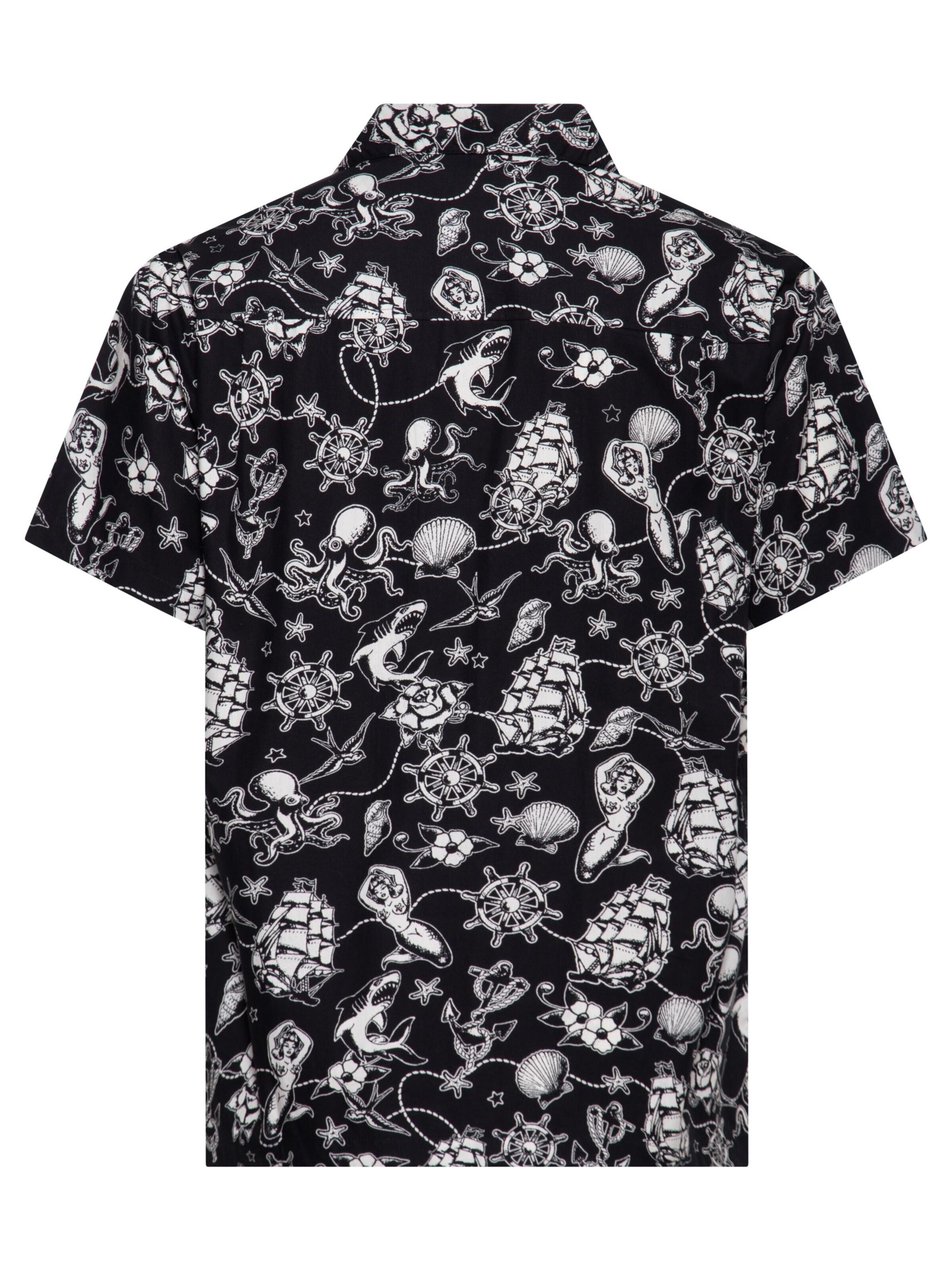 King Kerosin Regular fit Button Up Shirt 'Sailor' in Black