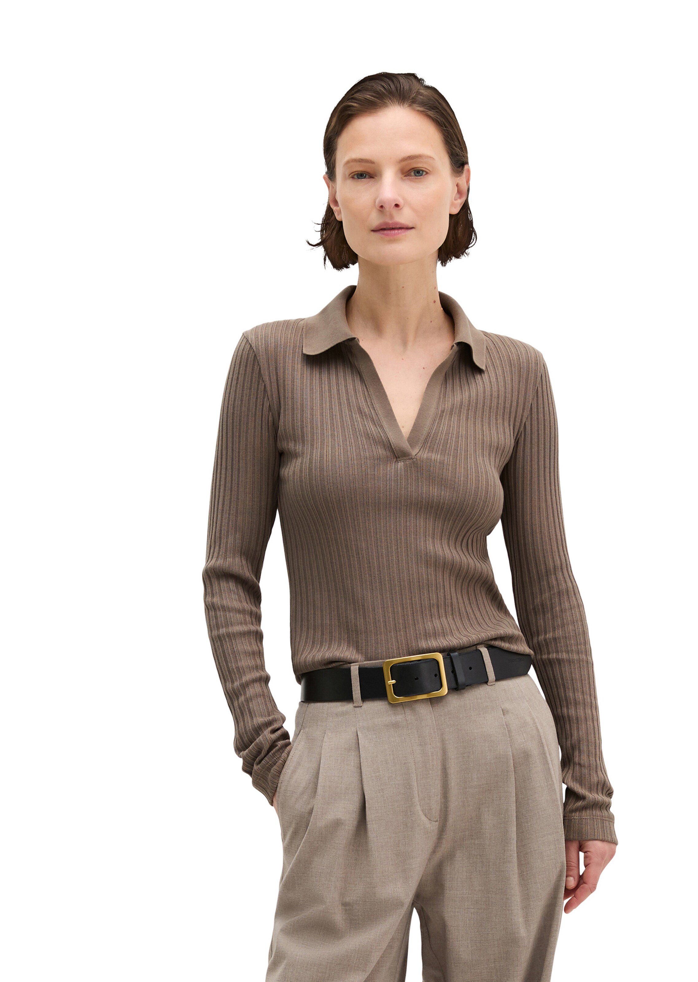 Marc O'Polo Shirt in Bruin: voorkant