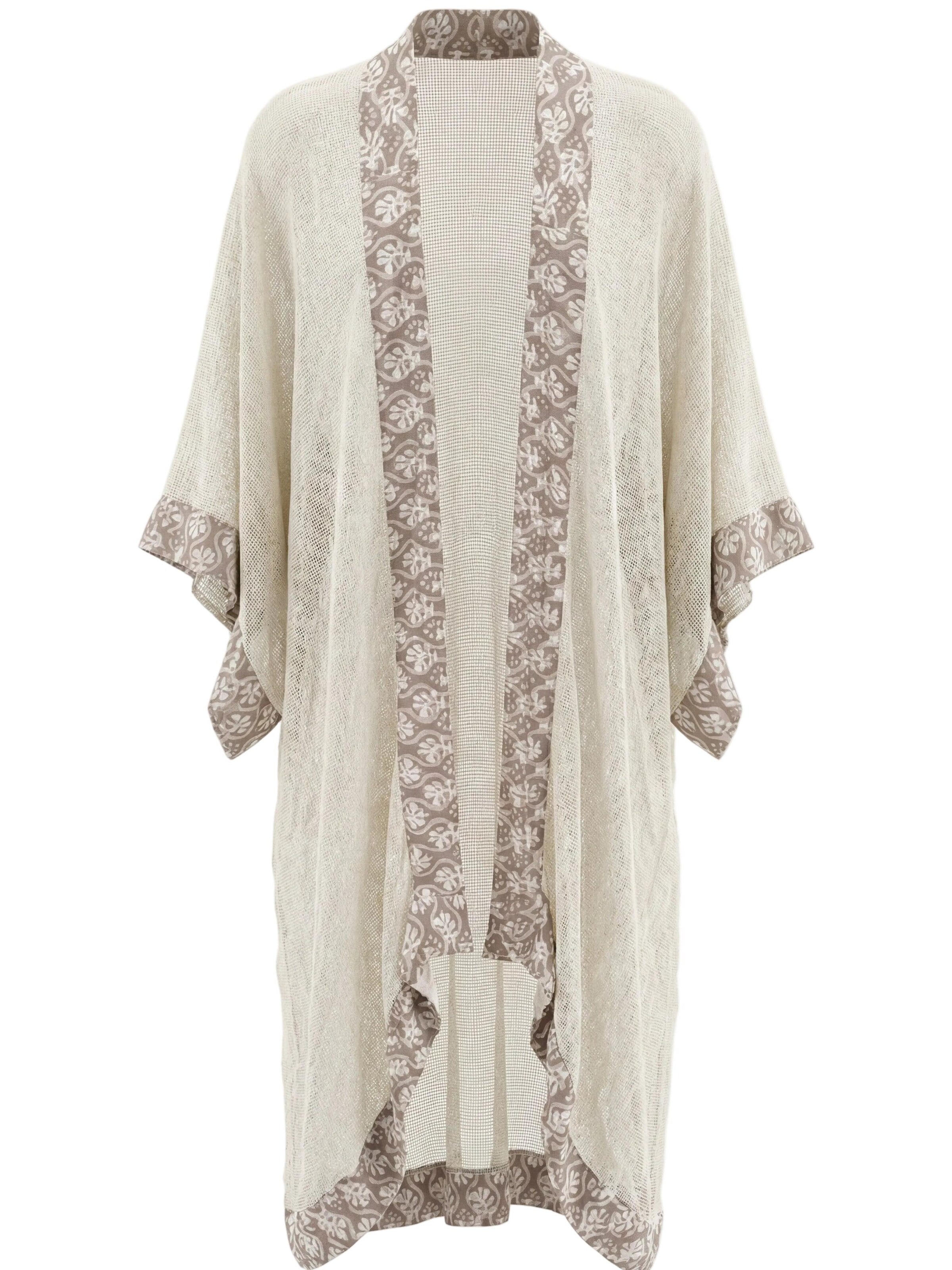 Shop Karey Kimono 'Ethereal Block Kimono' in Grey: front