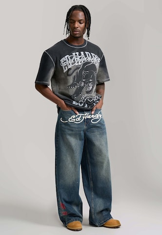 Baggy Jean 'Tattoo City Tiger' Ed Hardy en bleu
