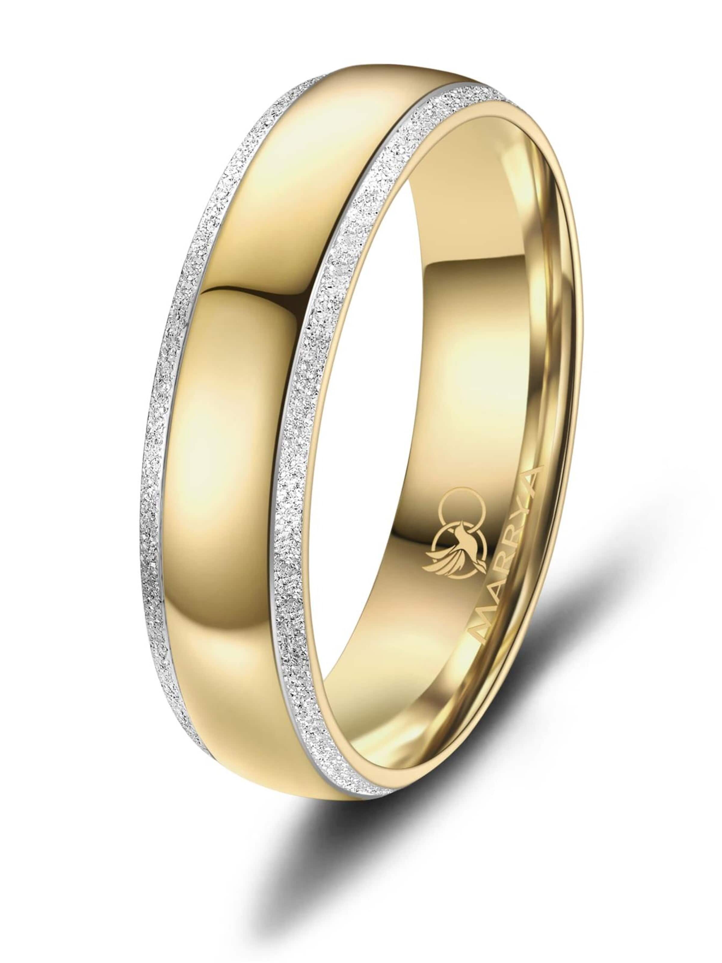 MARRYA Ring 'MARRYA ES-36 Ehering aus Edelstahl - Gold plattiert' i gul