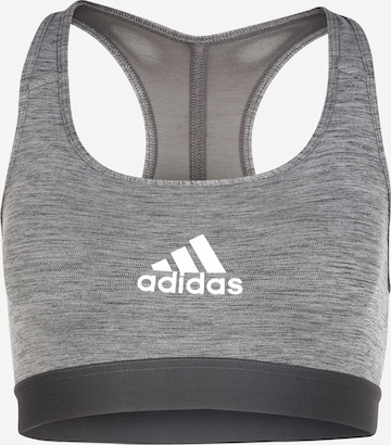 ADIDAS SPORTSWEAR Sports bra 'Powerreact Medium-Support' in Grey: front