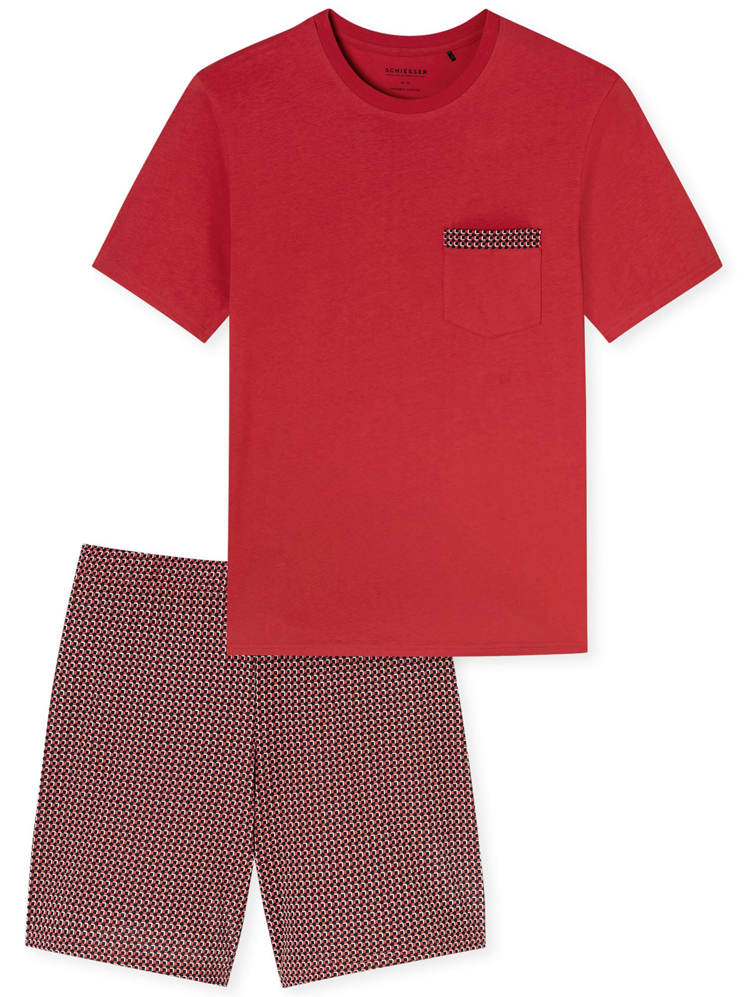 SCHIESSER Pyjama kort ' Comfort Nightwear ' in Rood: voorkant