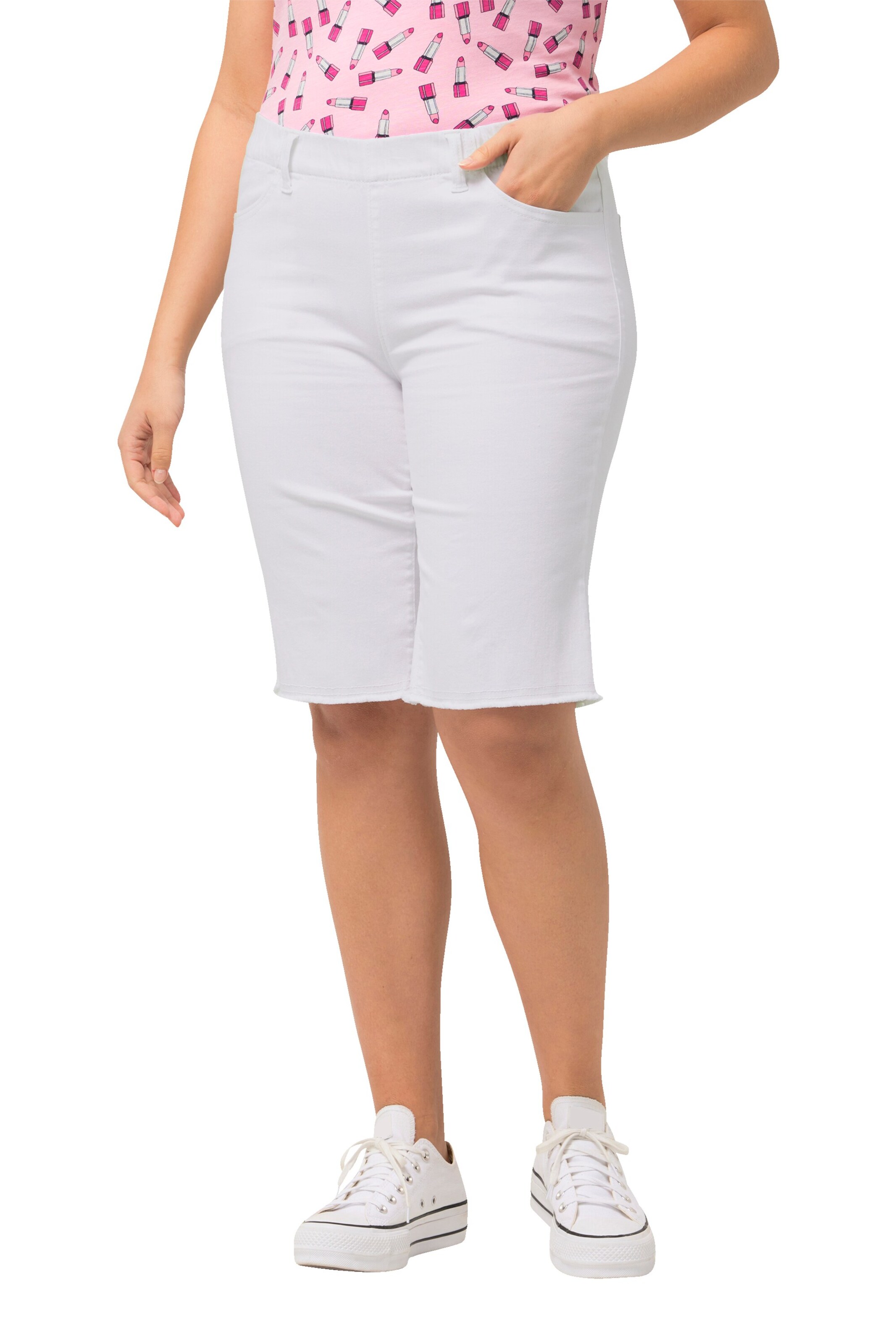 Ulla Popken Slimfit Hose in Weiß: Vorderseite