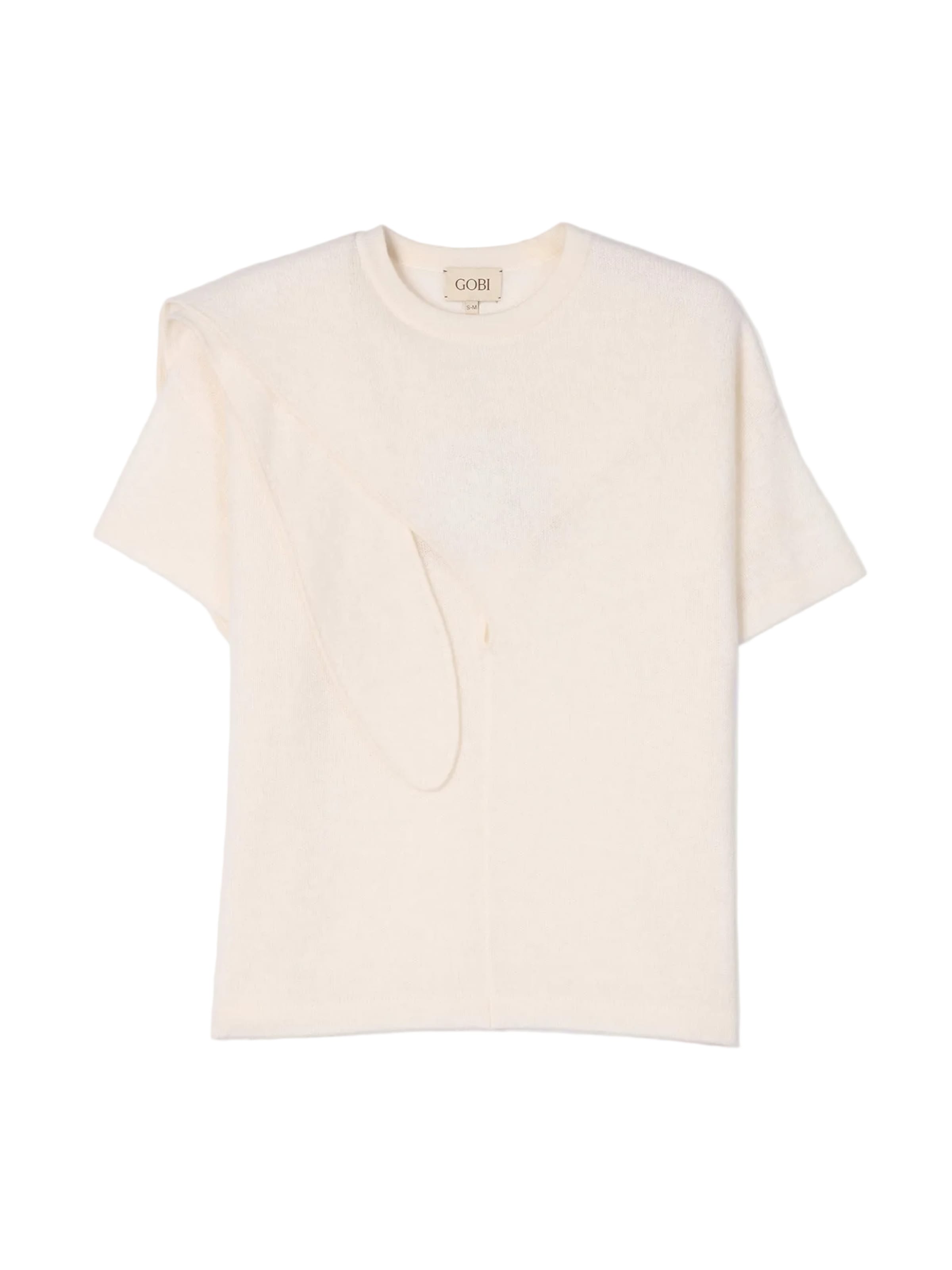 GOBI Cashmere Sweater 'Bow-Tie Cashmere T-shirt' in White: front