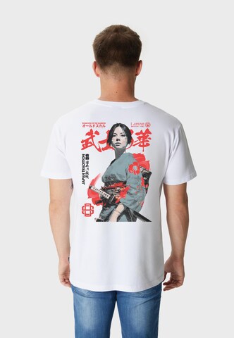 Oldskull T-Shirt 'Asian Blossom Warrior Graphic' in Weiß