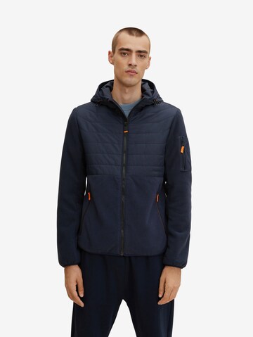 TOM TAILOR Fleece Jacket in Blue: front