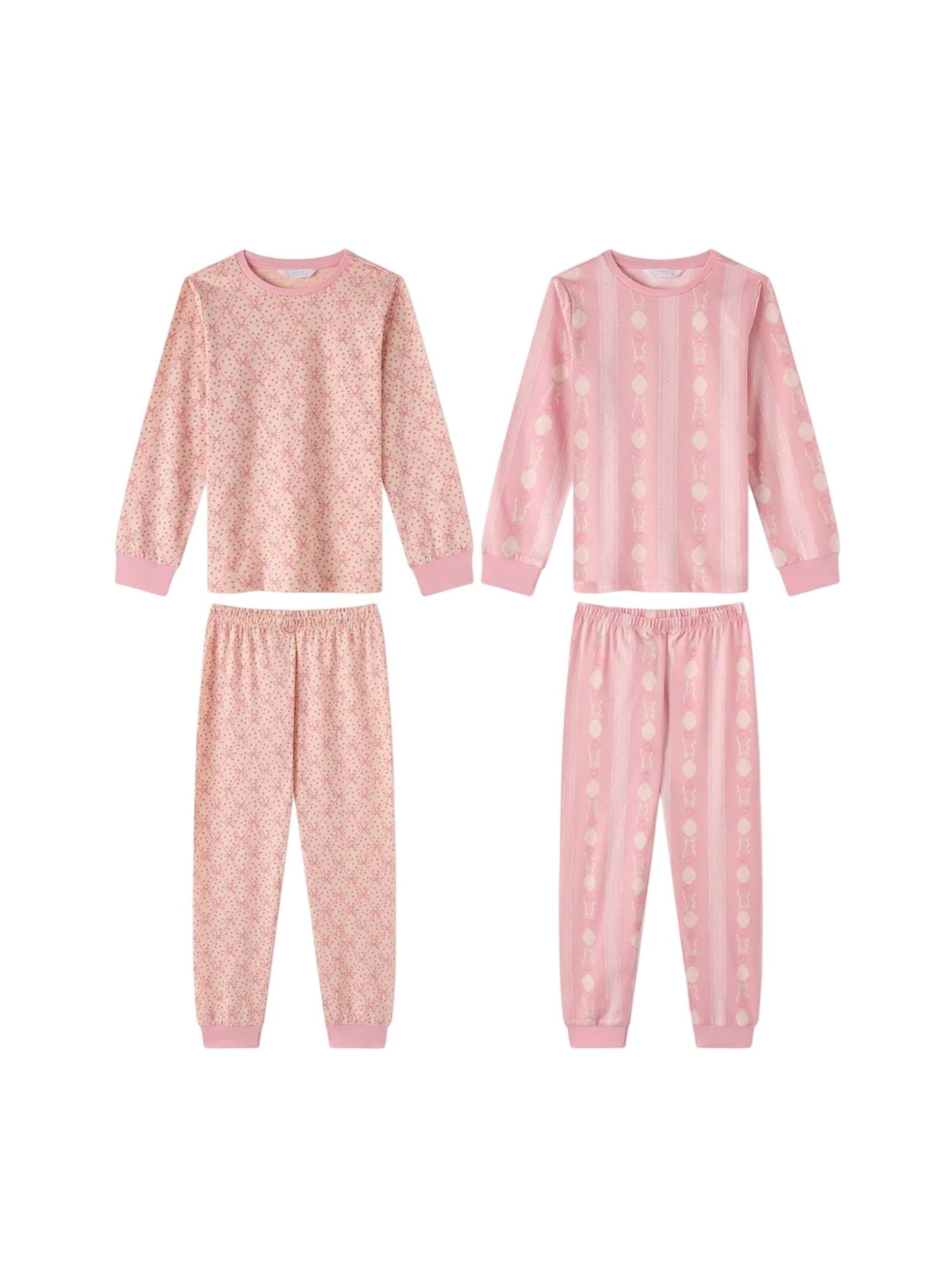 PentiPidžama set 'PENTI Mädchen-Pyjama-Set Whisper Bows aus Baumwolle mit langen Ärmeln' - roza boja: prednji dio