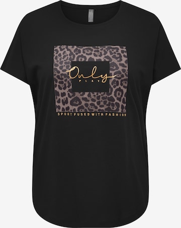 T-shirt fonctionnel 'ONPAUB-RIE ON' Only Play Curvy en noir : devant