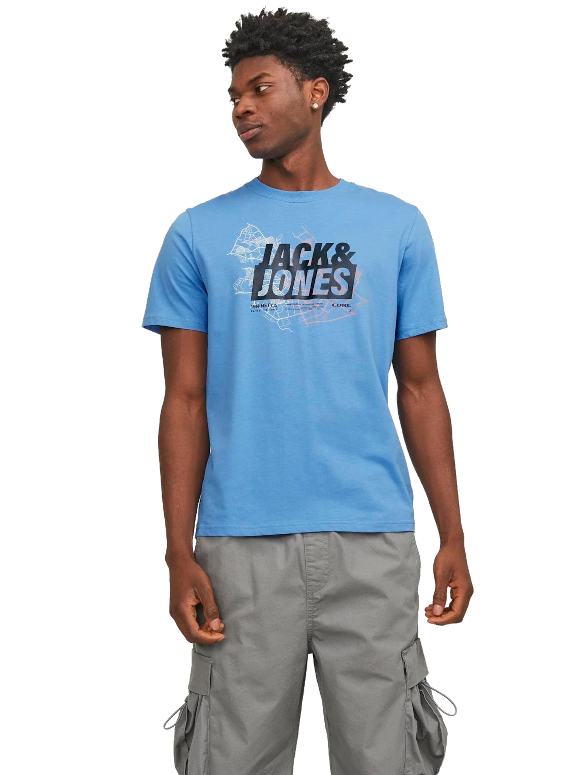 JACK & JONES Shirt 'Map' in Blue