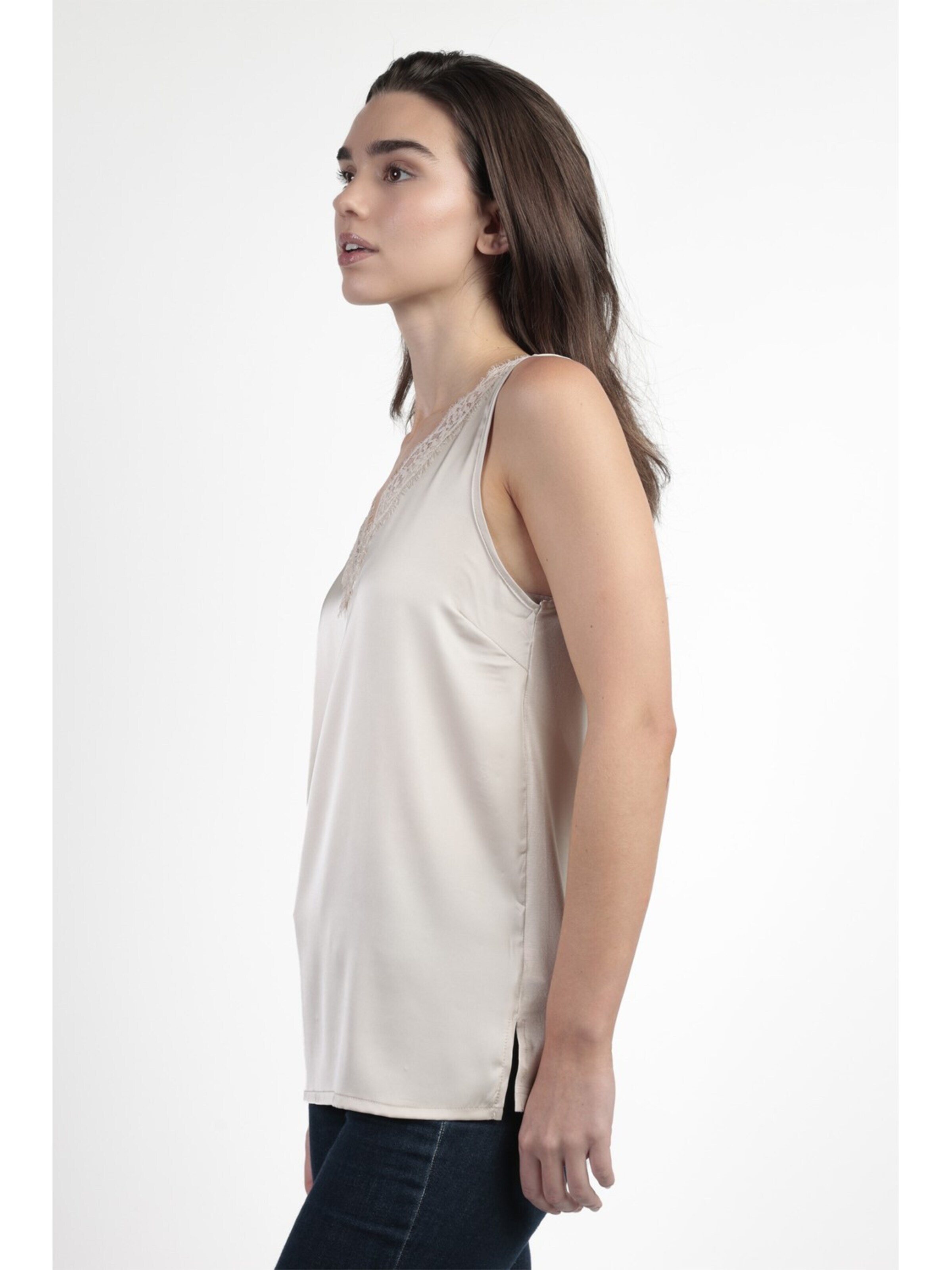 admas - Top 'Camiseta Sin Mangas Satin Lace para Mujer' en beige