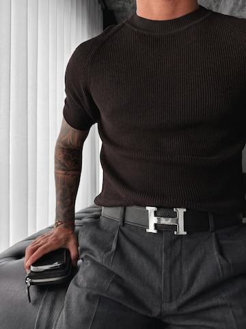 KleidermafiaMajica 'Slim Fit Knit T-shirt - Dark Brown' - smeđa boja