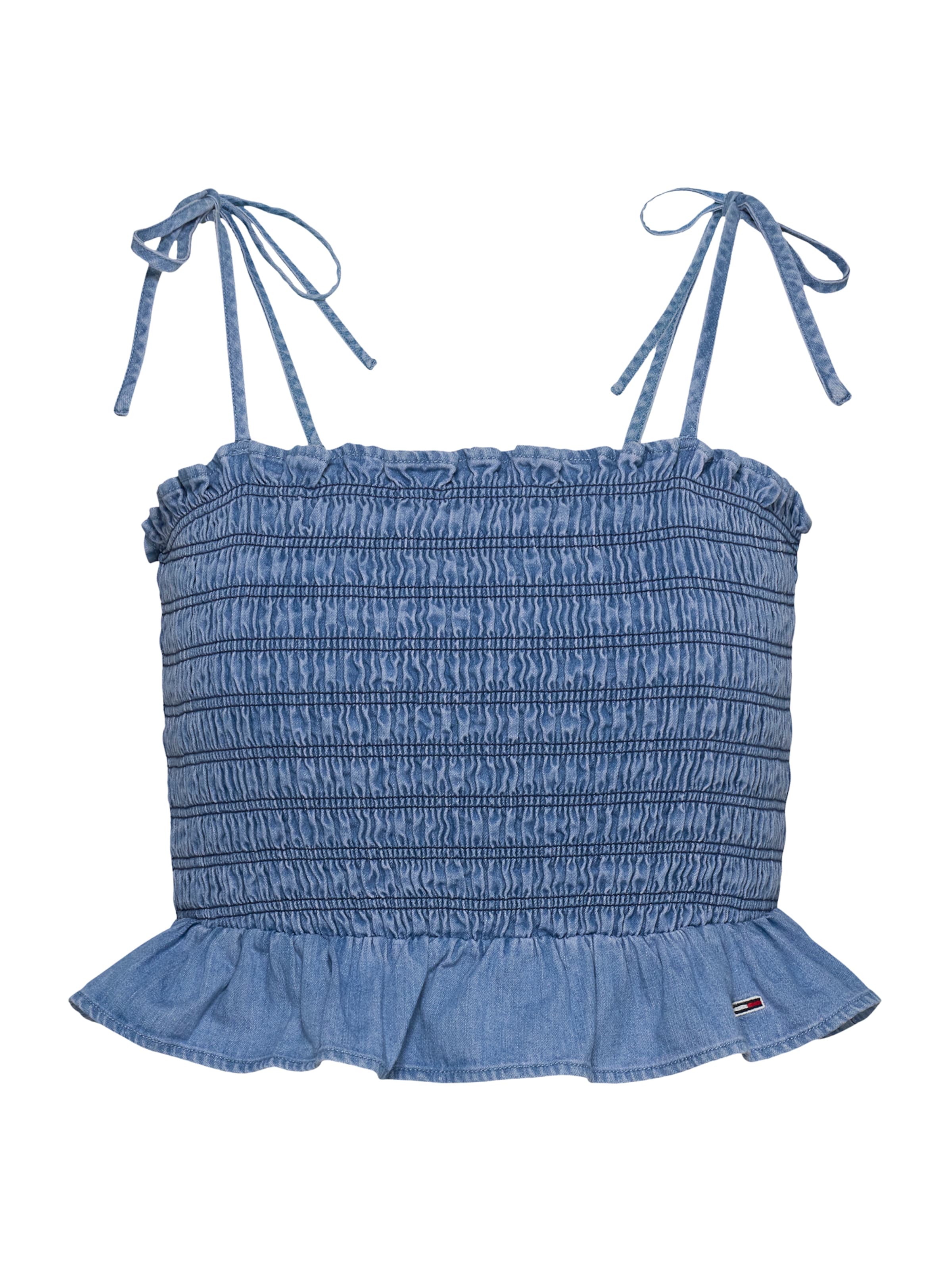 Top de la Tommy Jeans pe albastru: față