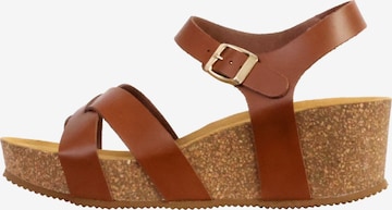 The Divine Factory Sandal 'Noga Ety Edge Leder-Sandalen mit Keilabsatz' in Brown: front
