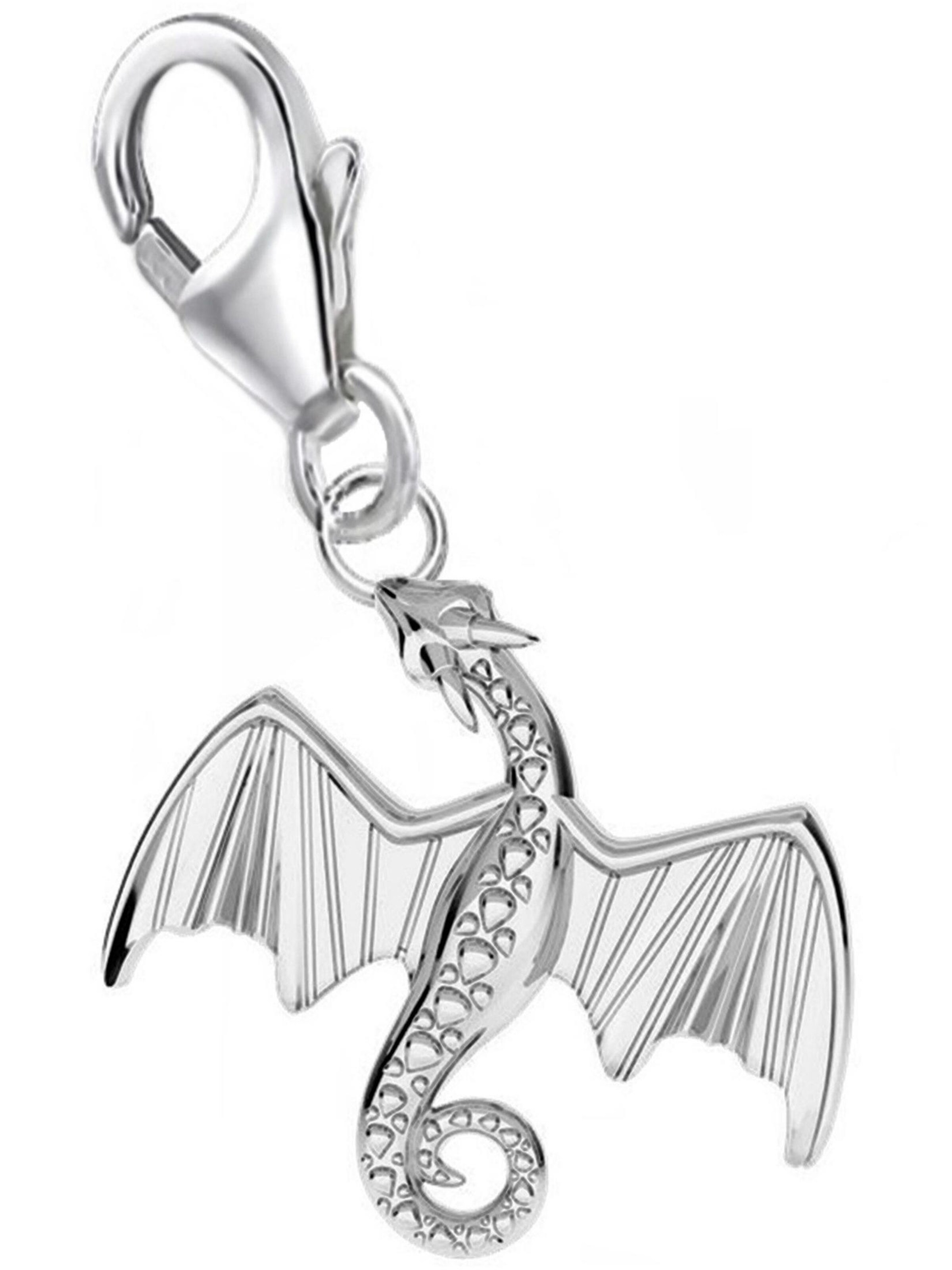 Goldene Hufeisen Pendant 'Drache' in Silver: front