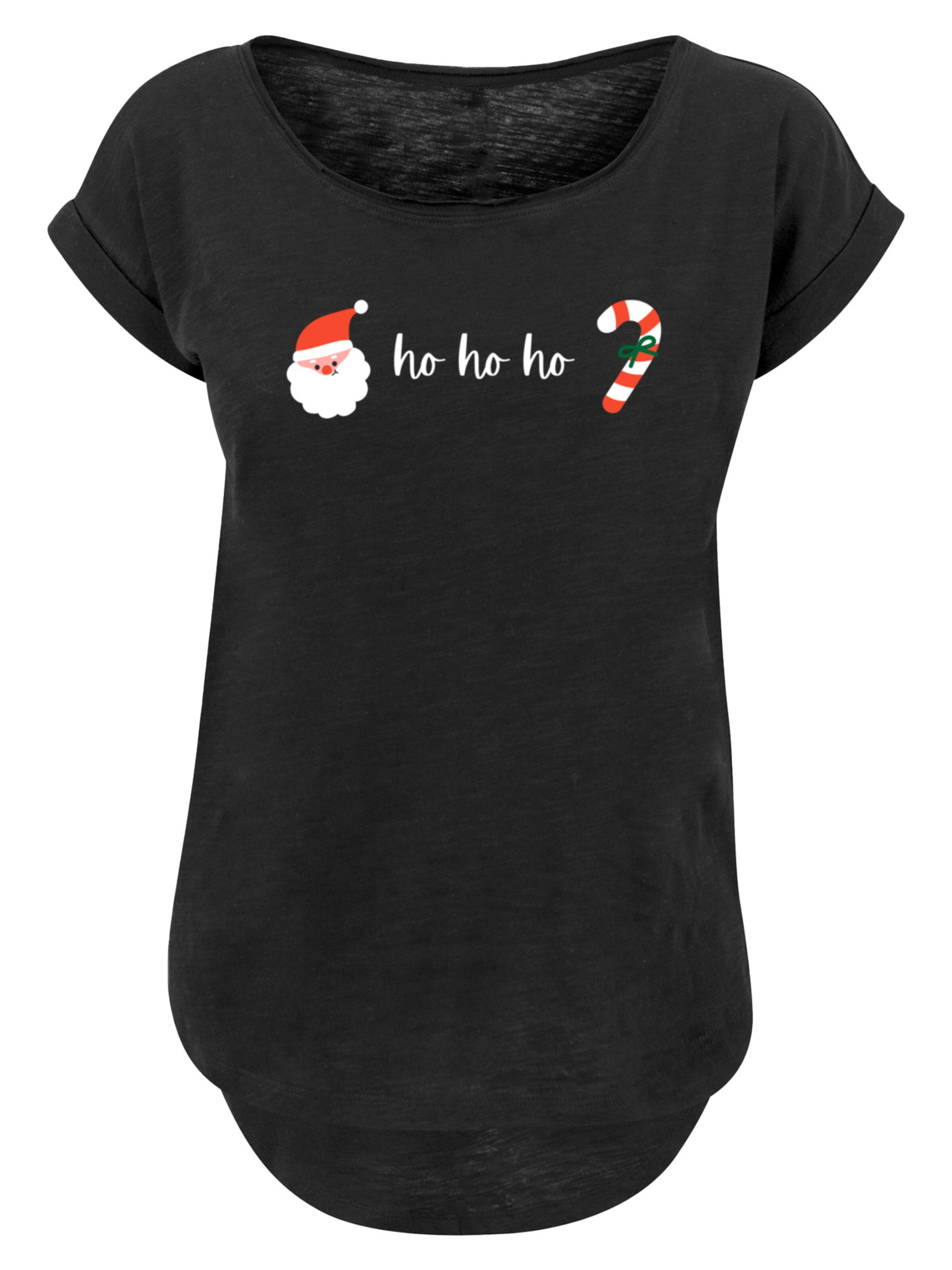 F4NT4STIC Shirt 'Ho Ho Ho Weihnachten Christmas' in Black: front