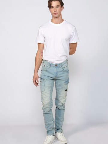 KOROSHI - regular Pantalón vaquero cargo en azul