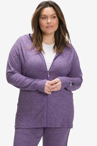 Ulla Popken Zip-Up Hoodie in Purple: front