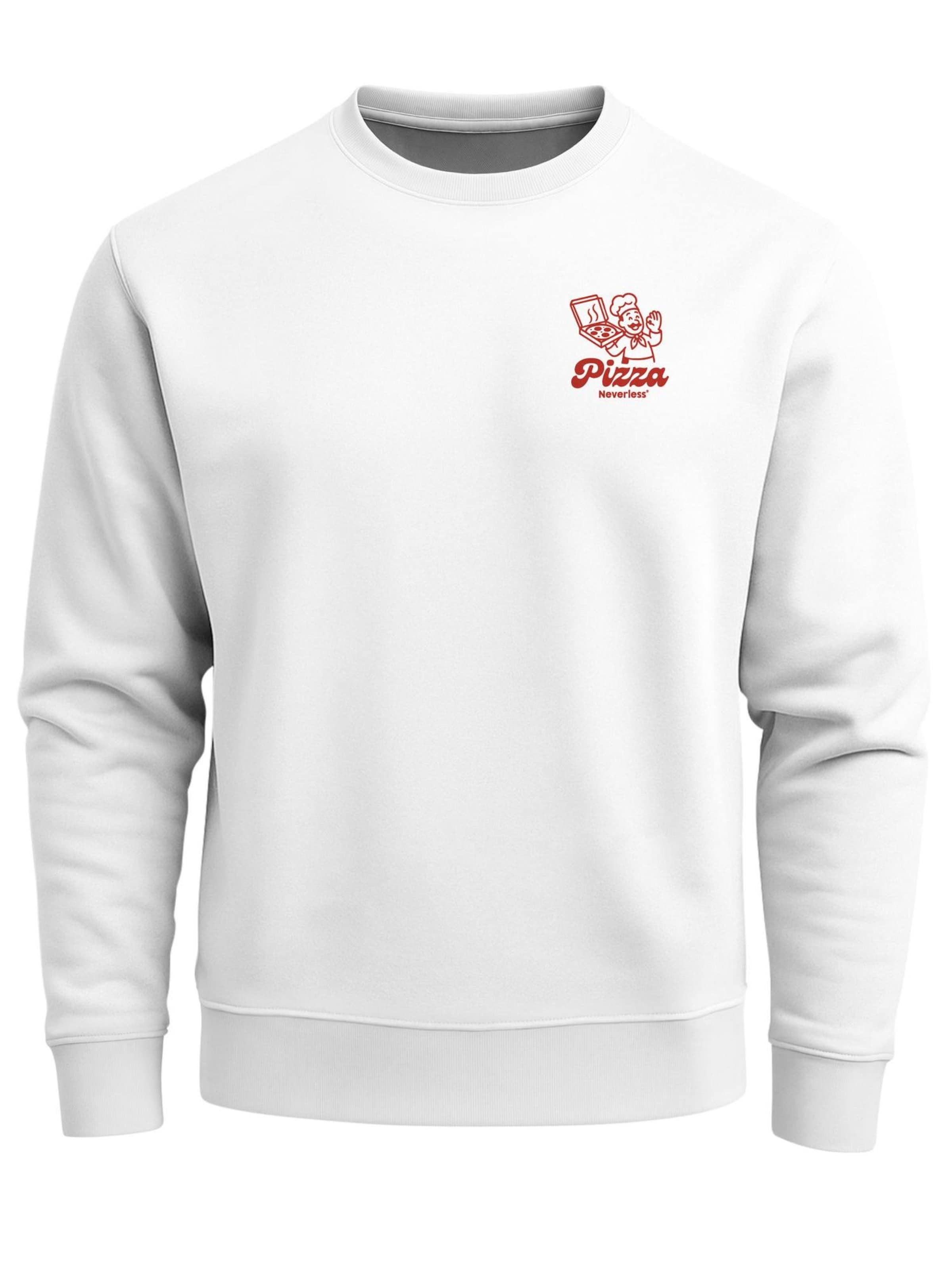 Neverless Sweatshirt 'Pizza Lovers Club' in White: front