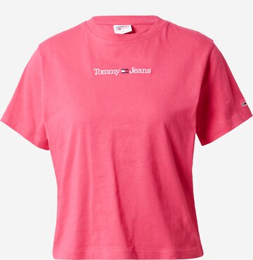 Tommy Jeans Shirt 'Serif Linear' in Roze: voorkant
