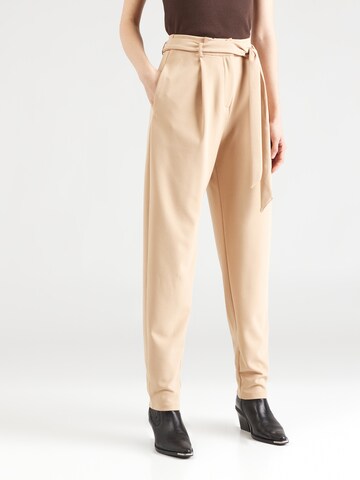 VILA Loose fit Pleat-Front Pants 'CLAVA' in Beige: front