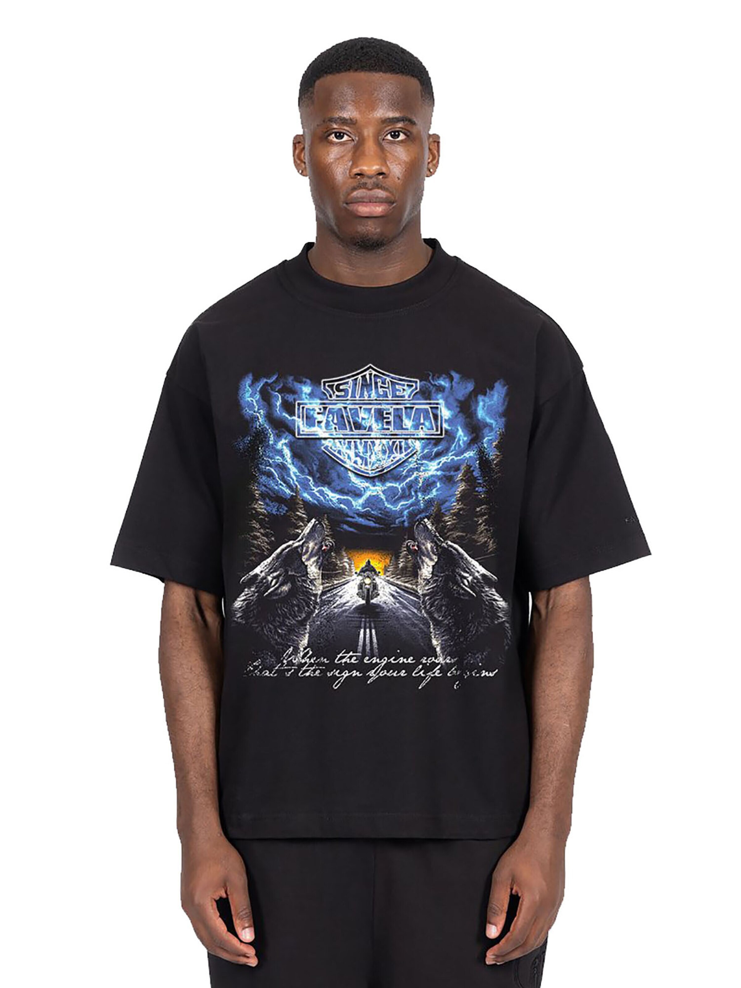 FAVELA Shirt 'Highway'‌‌‌‌‌‌‌ in Schwarz: Vorderseite