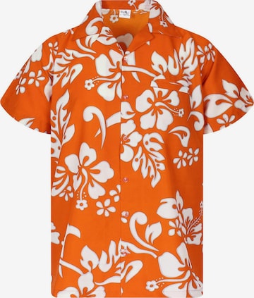 King Kameha T-shirt 'Hibiscus' i orange: framsida