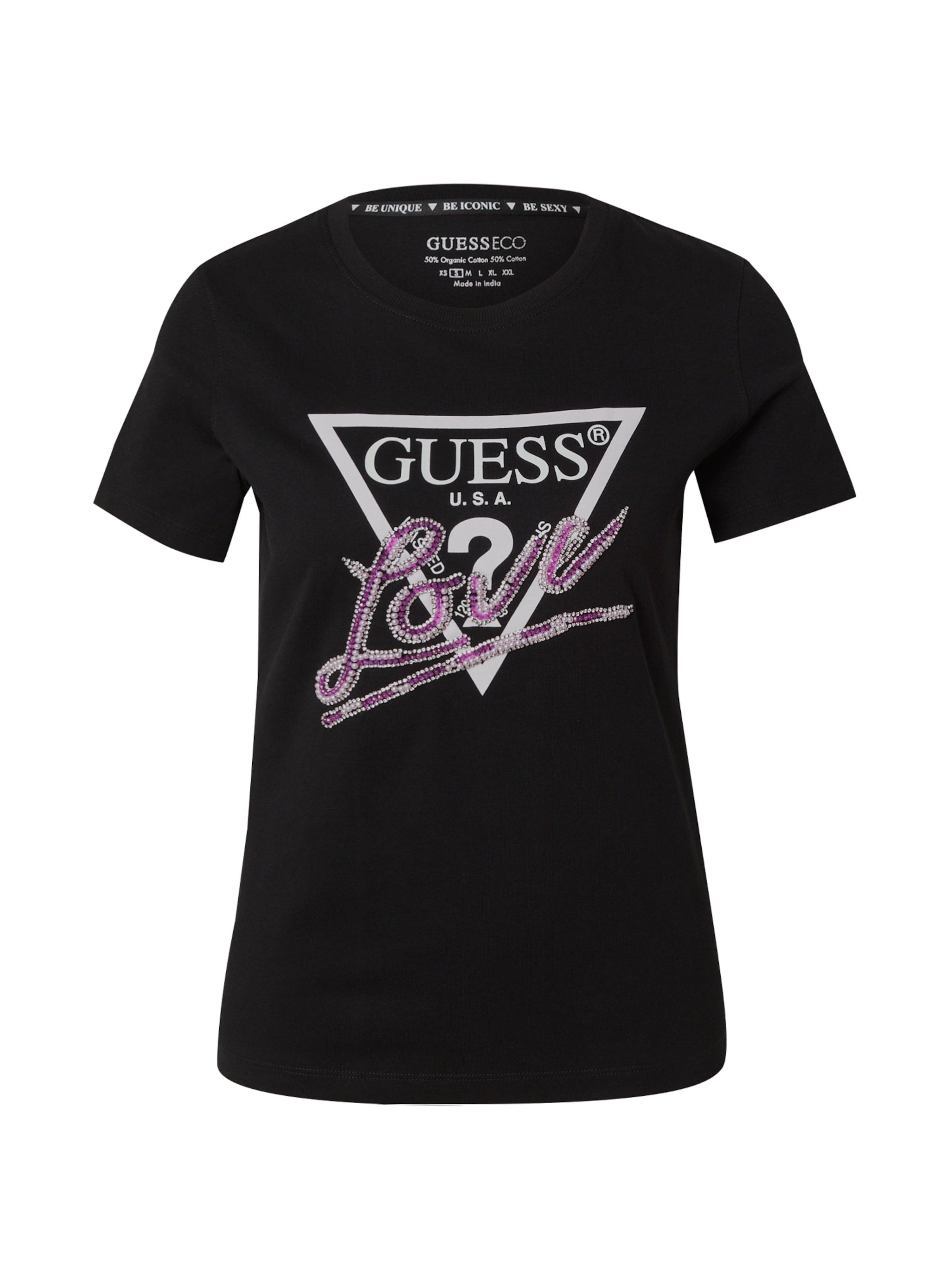 GUESS Shirts 'Love Triangle' i sort: forside