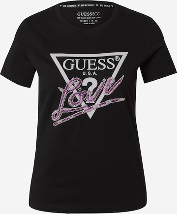 T-shirt 'Love Triangle' GUESS en noir : devant