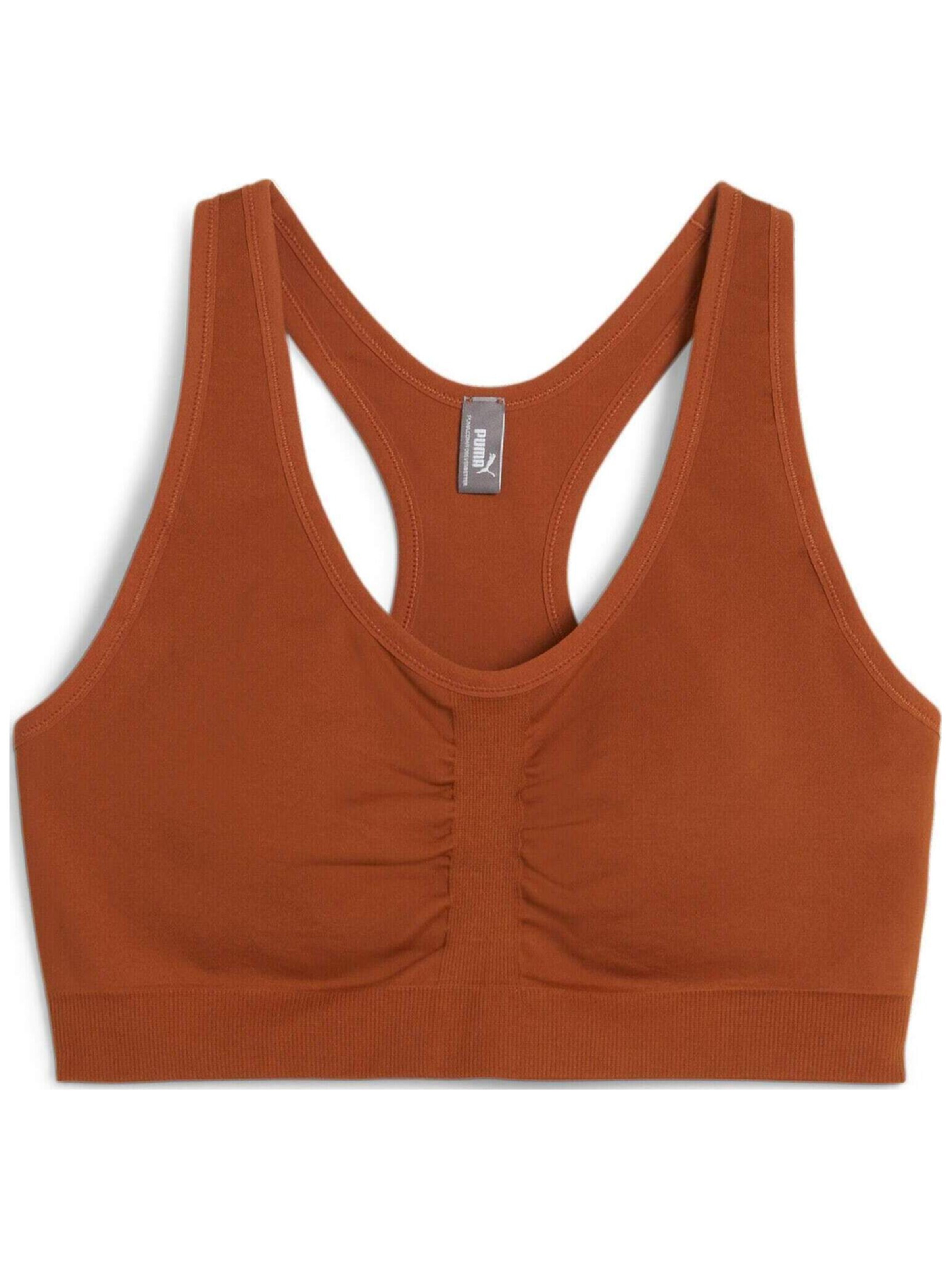 Top sportivo 'Puma 4keeps Shapeluxe Seamless Bra Teak' di PUMA in marrone: frontale