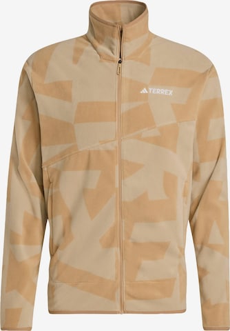 Giacca di pile funzionale 'Multi Printed Full-Zip Fleece' di ADIDAS TERREX in marrone: frontale