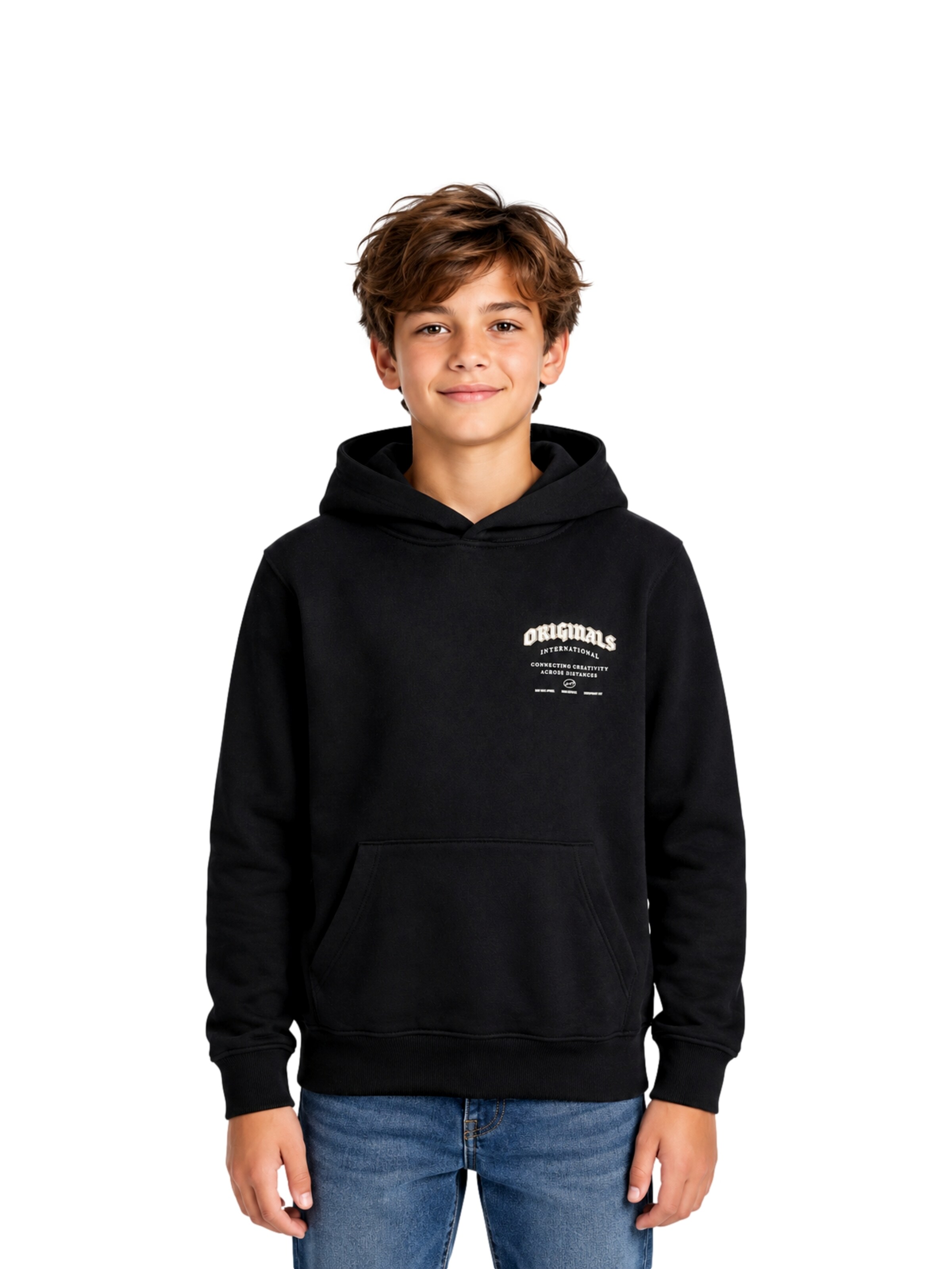 Jack & Jones Junior - Sweatshirt 'Meadows' em preto: frente
