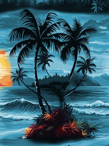 Hawaiihemdshop.de Regularny krój Koszula 'Hawaiihemd Day on Hawaii' w kolorze niebieski